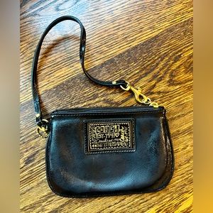 Coach small purse clutch wristlet black logo great condition